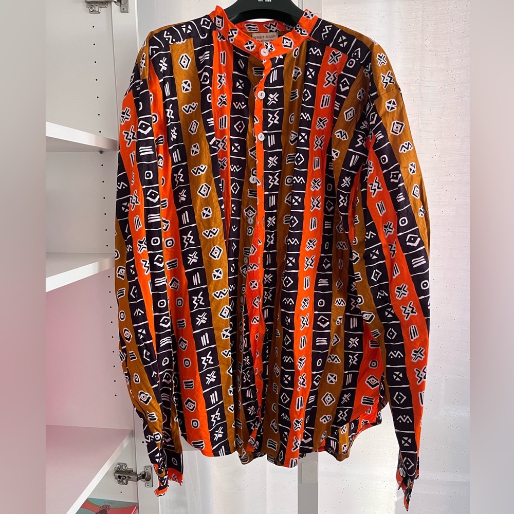 Men’s Afrocentric Long Sleeve Button Down Shirt
